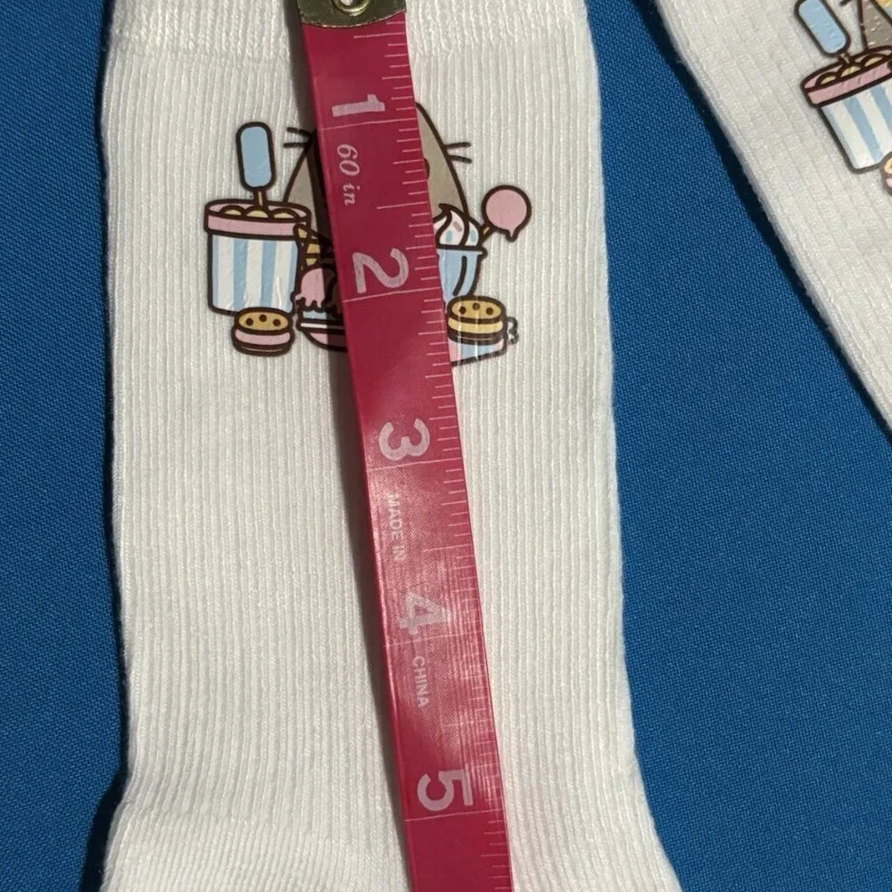 Kitty Cat Anime Girl's Women's Teen's Crew Socks Donut